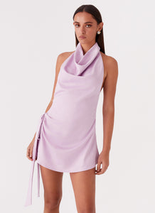 Womens Something About You Mini Dress in the colour Lilac in front of a light grey background