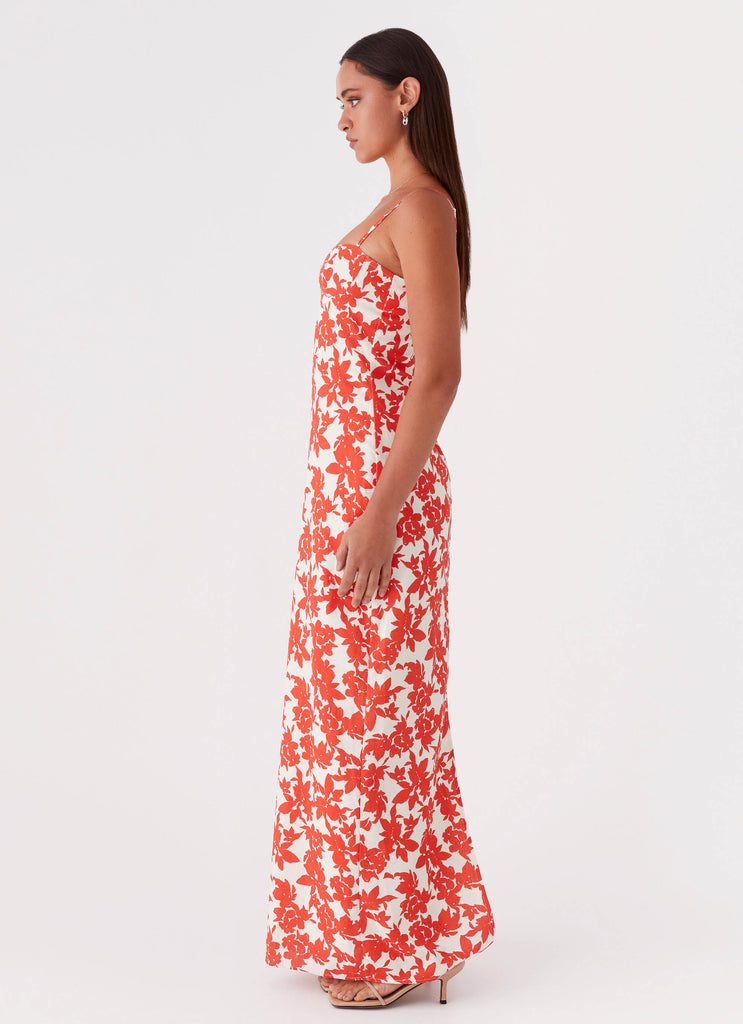 forbidden love floral print mesh maxi dress Forbidden Floral Bustier Maxi Dress