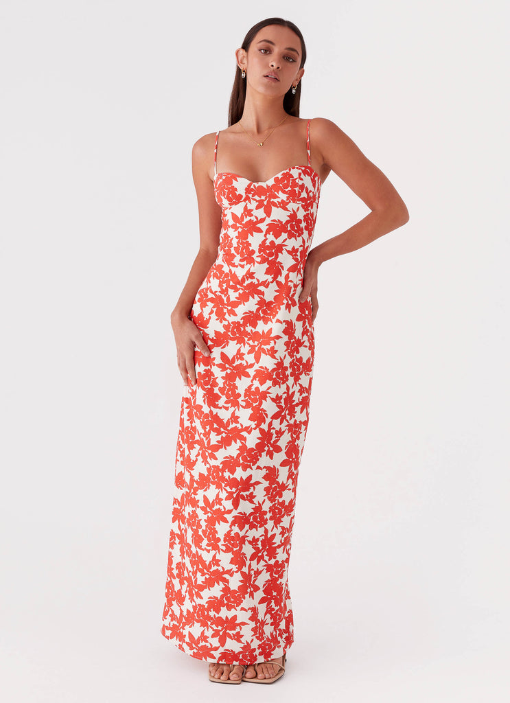 Forbidden Floral Bustier Maxi Dress