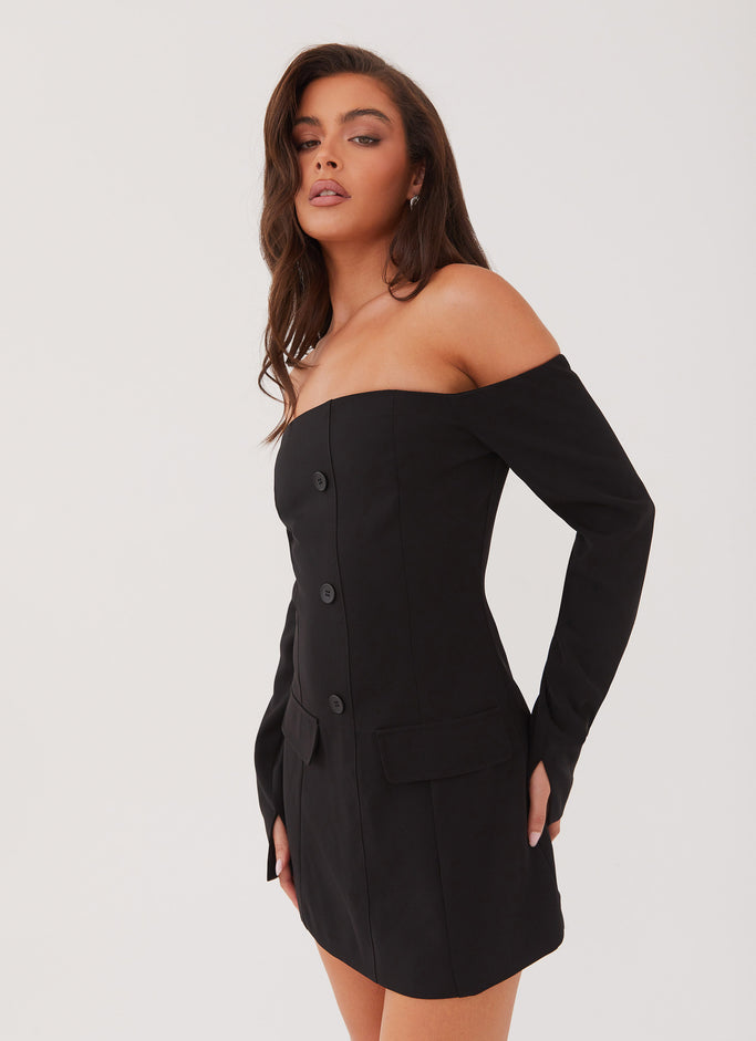 Dominique Blazer Mini Dress - Black
