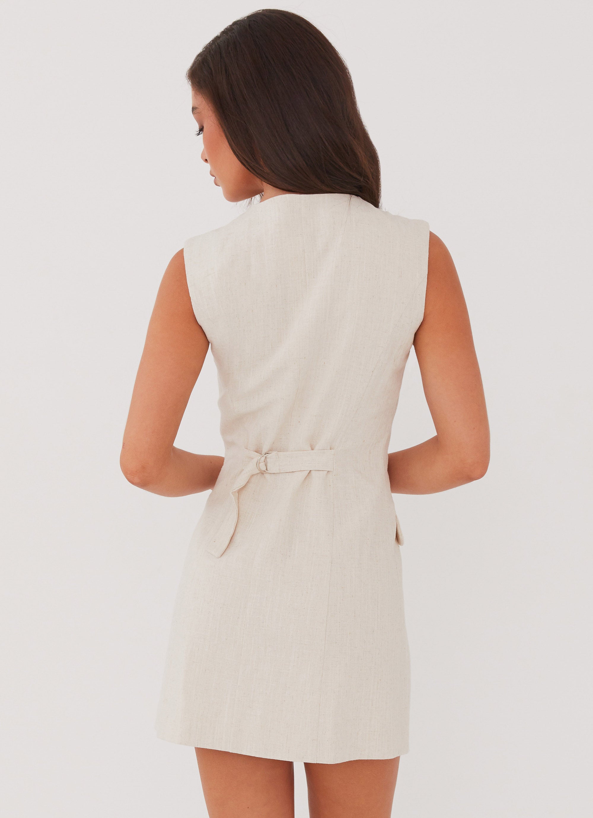 Castello Fiore Linen Mini Dress - Oatmeal Peppermayo US Castello Fiore Linen Mini Dress - Oatmeal Peppermayo US