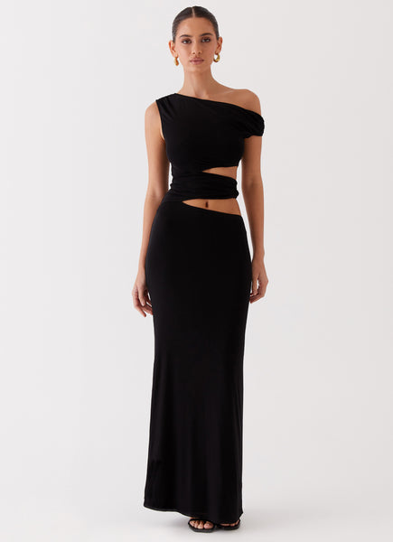 Margot One Shoulder Maxi Dress - Black – Peppermayo US