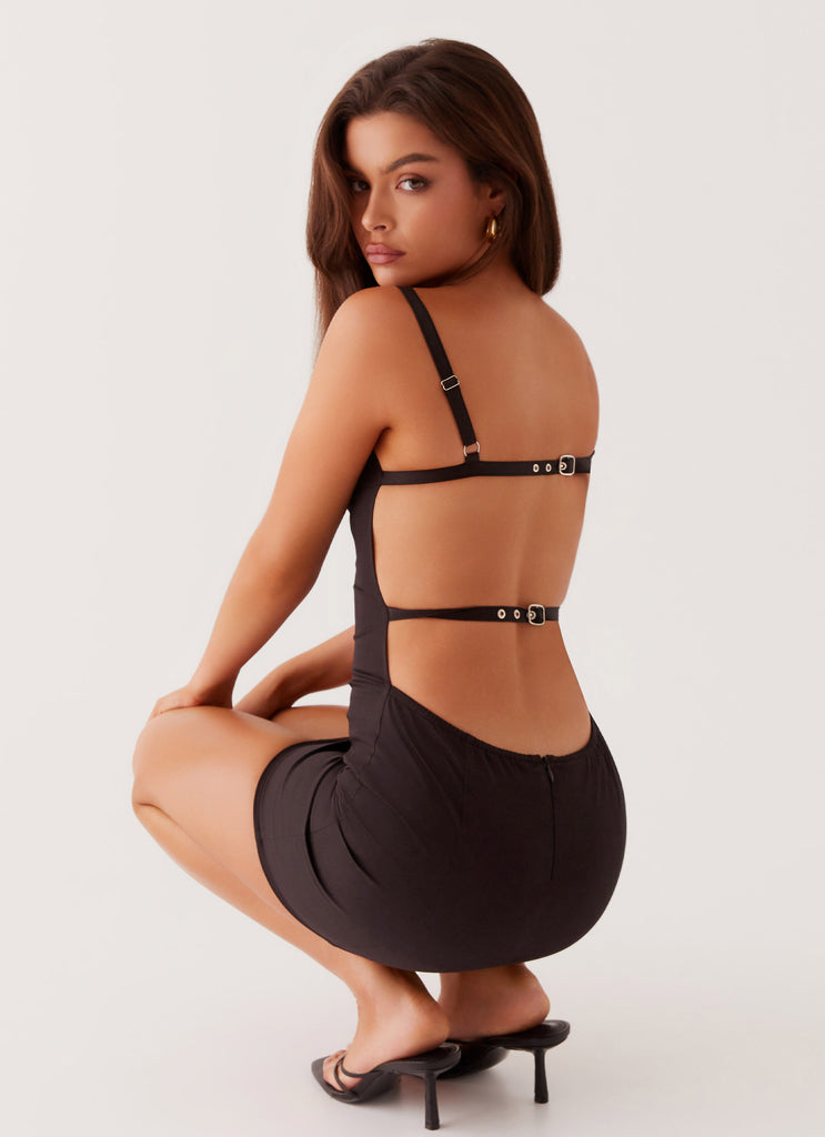 Naomi Backless Mini Dress - Black