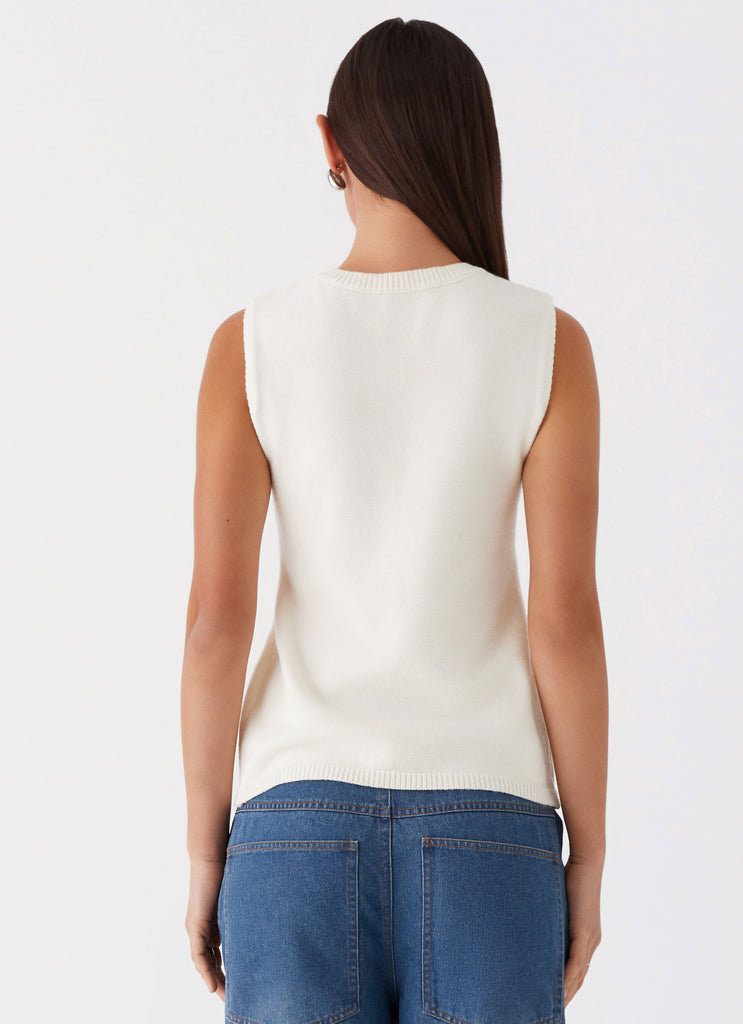 Womens Carey Vest Top in the colour White in front of a light grey background