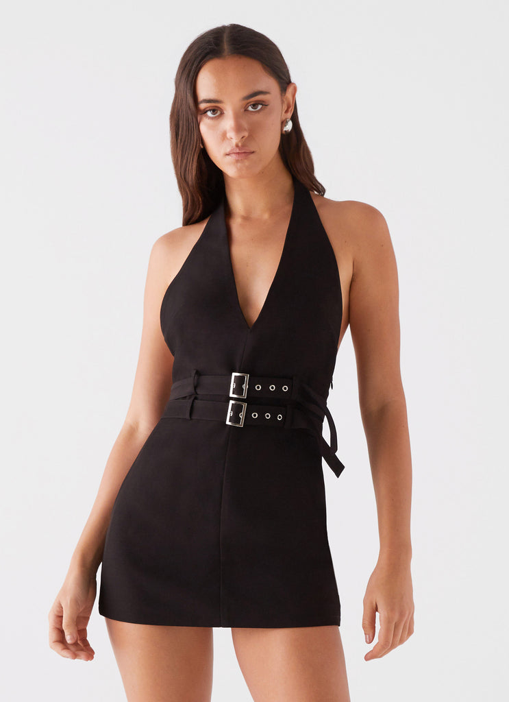 Highway Life Halter Mini Dress - Black Peppermayo US Highway Life Halter Mini Dress - Black Peppermayo US