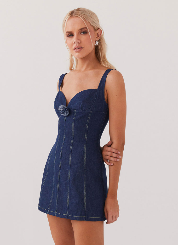 Rosalia Denim Mini Dress - Indigo Peppermayo US Rosalia Denim Mini Dress - Indigo Peppermayo US