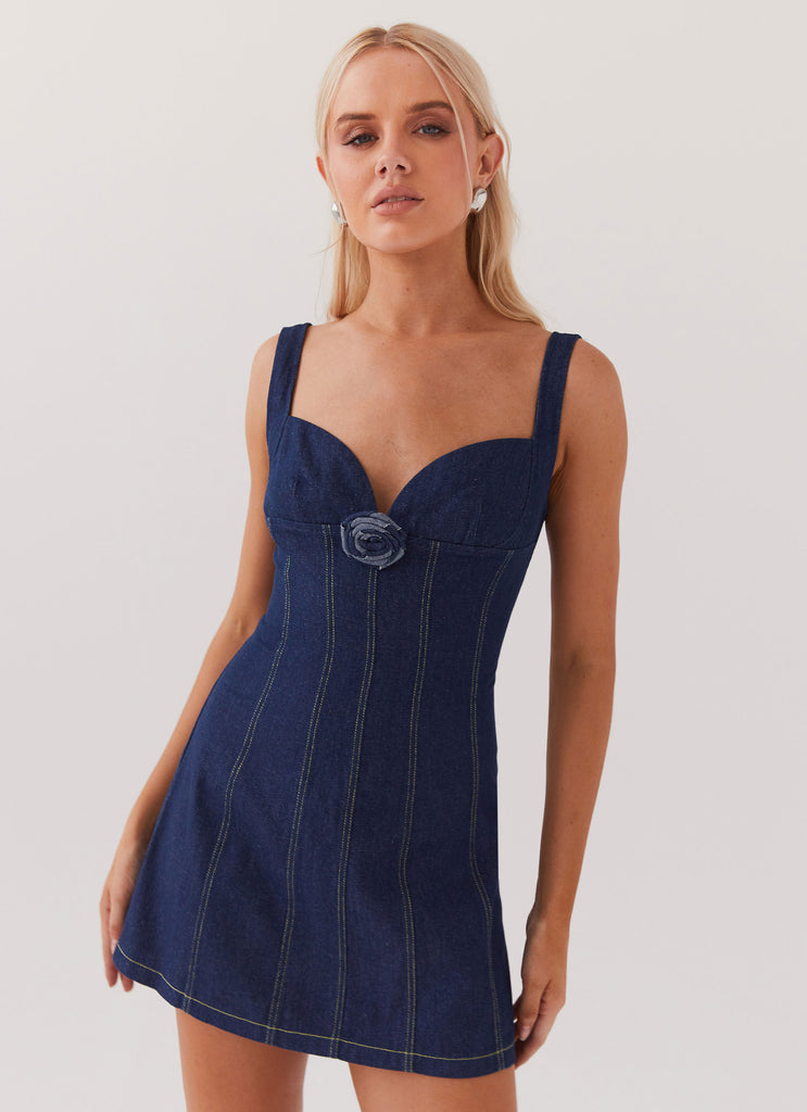 Rosalia Denim Mini Dress - Indigo Peppermayo US Rosalia Denim Mini Dress - Indigo Peppermayo US