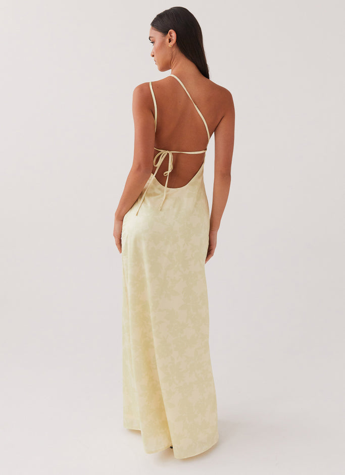 Liliana One Shoulder Maxi Dress - Yellow Floral