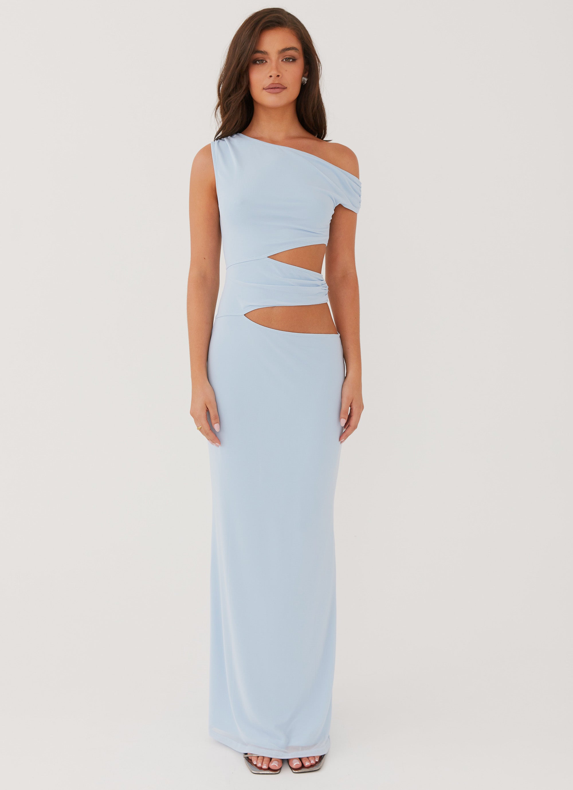 Margot One Shoulder Maxi Dress - Sky Blue – Peppermayo US