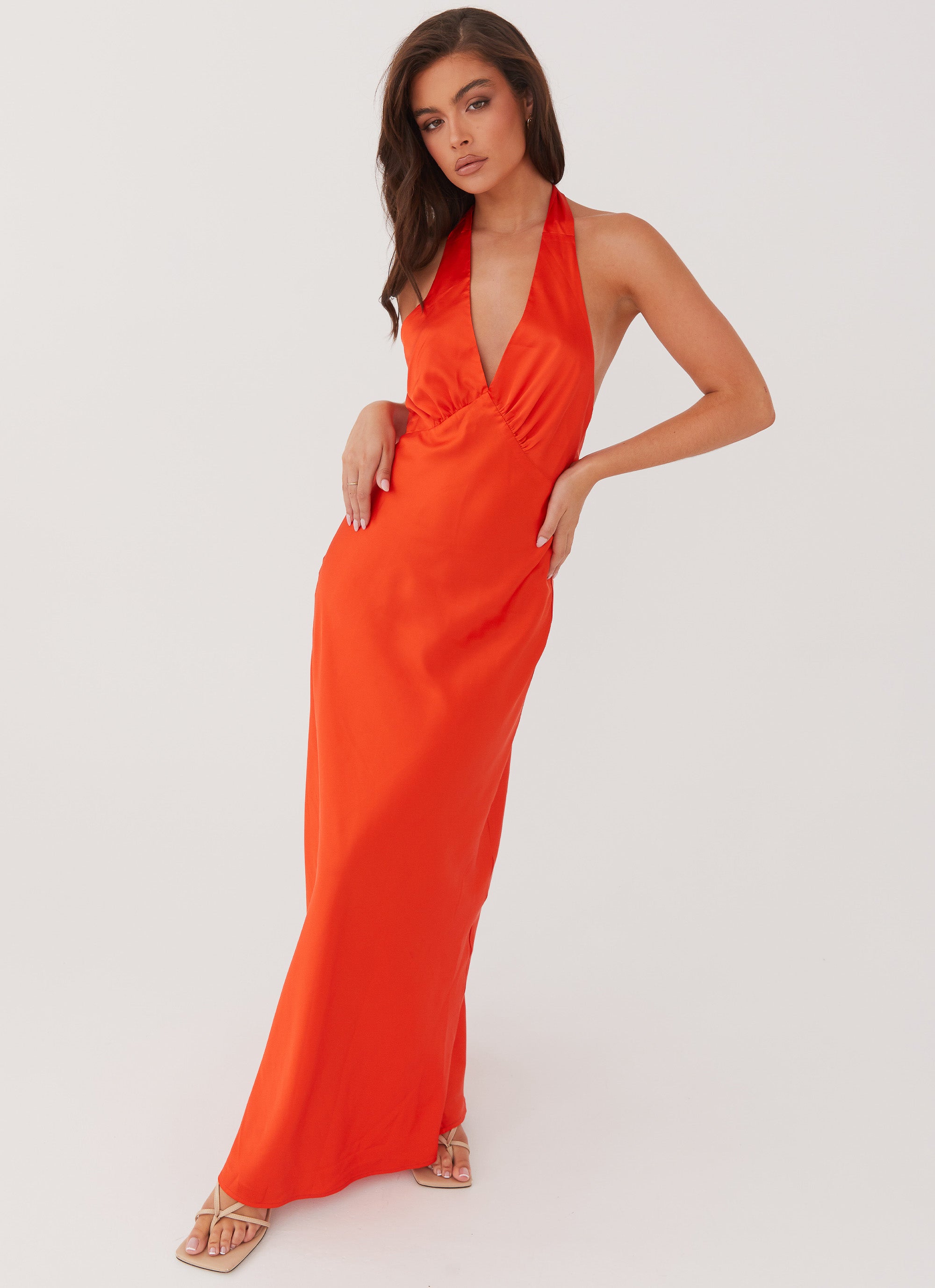 Heavy Hearted Satin Maxi Dress - Sunset – Peppermayo US
