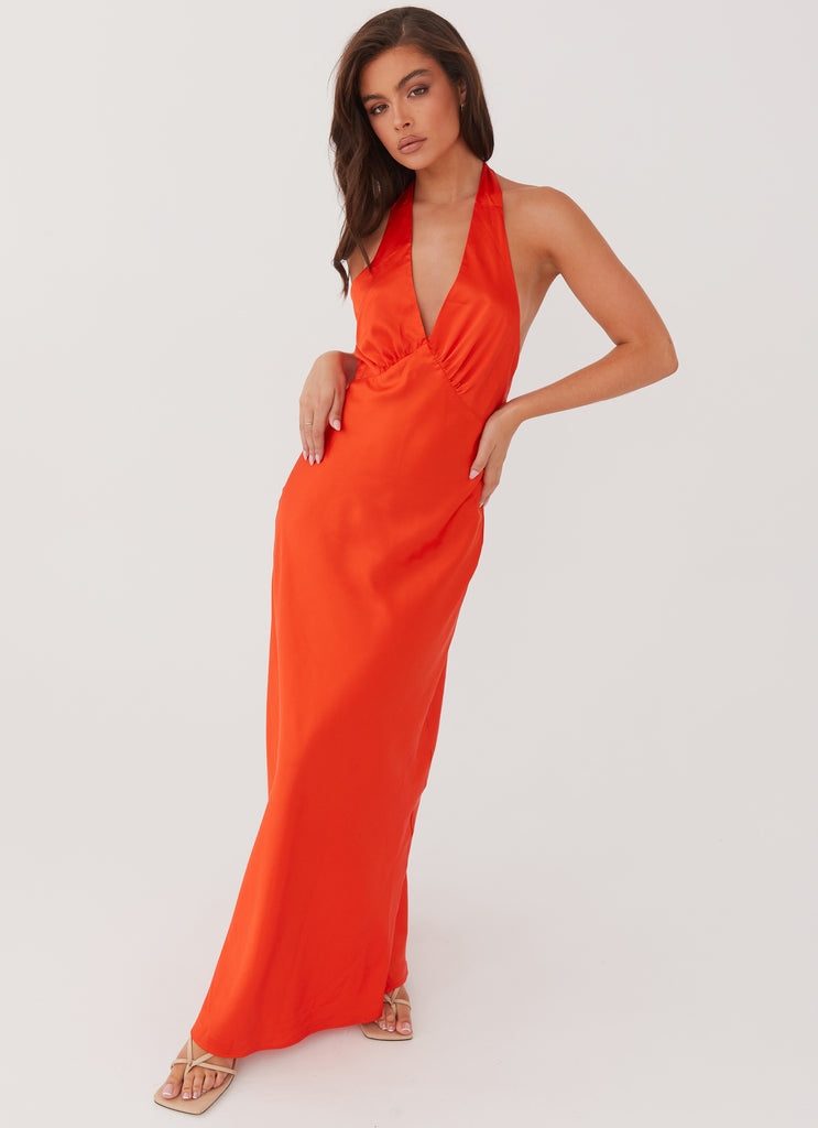 Heavy Hearted Satin Maxi Dress - Sunset Peppermayo US Heavy Hearted Satin Maxi Dress - Sunset Peppermayo US
