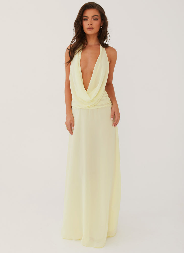 Elysia Chiffon Maxi Dress - Lemon Peppermayo US Elysia Chiffon Maxi Dress - Lemon Peppermayo US