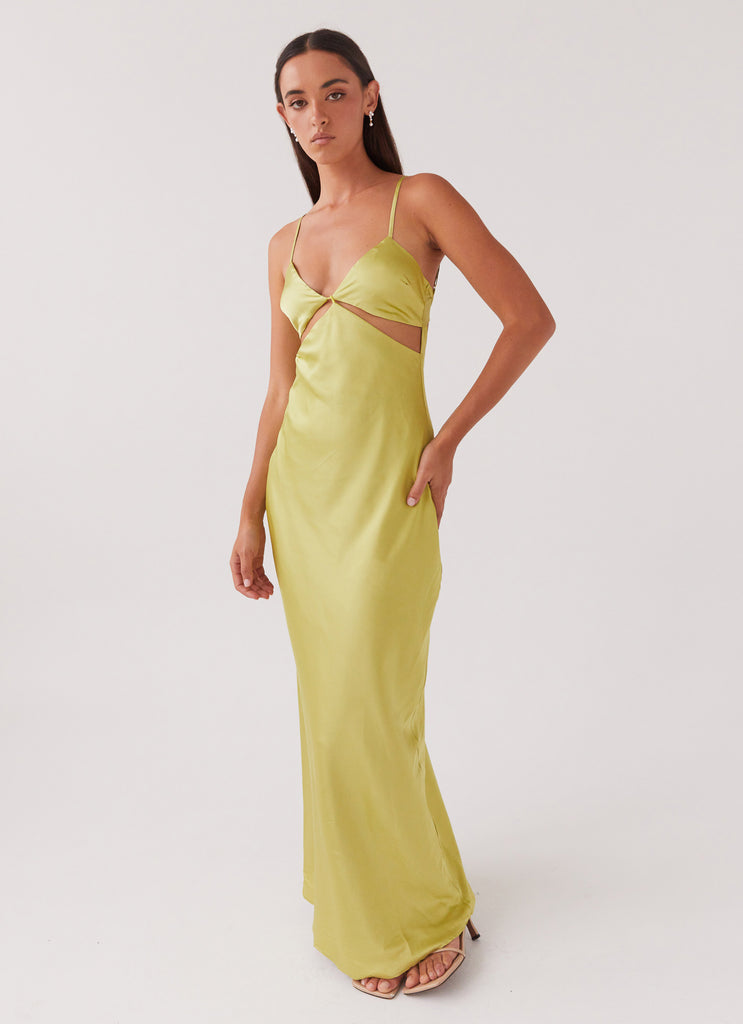 Raylie Cut Out Maxi Dress - Chartreuse Peppermayo US Raylie Cut Out Maxi Dress - Chartreuse Peppermayo US