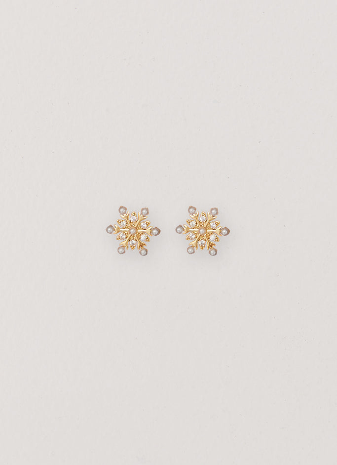 Crystal Snowflake Earring - Gold