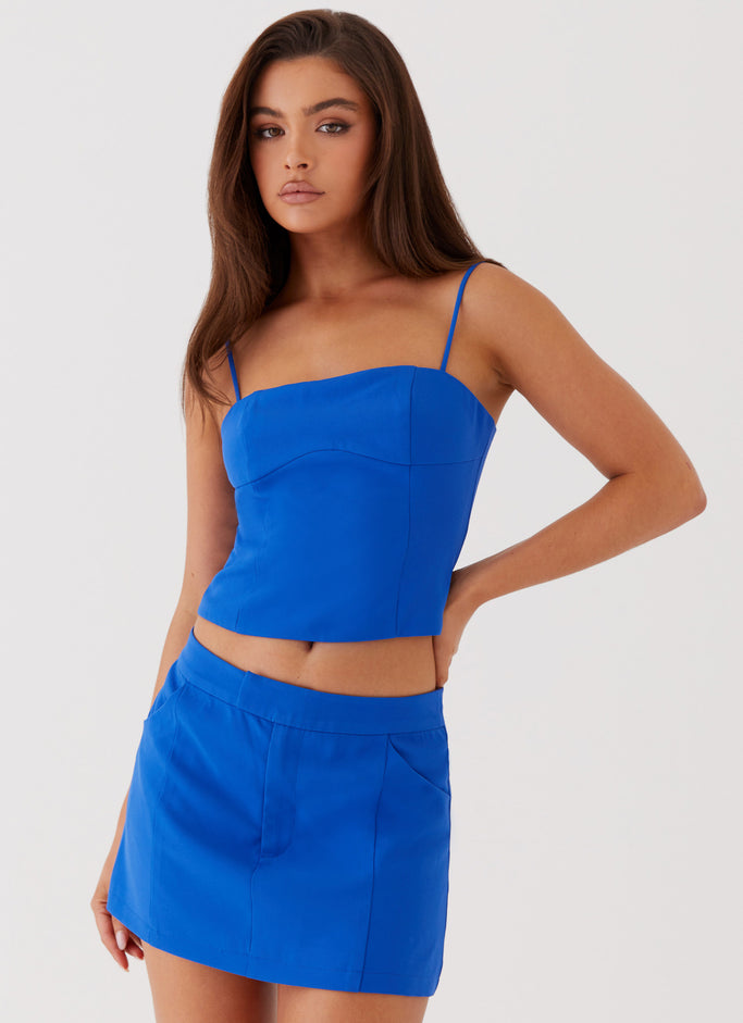Eliana Suit Mini Skirt - Cobalt
