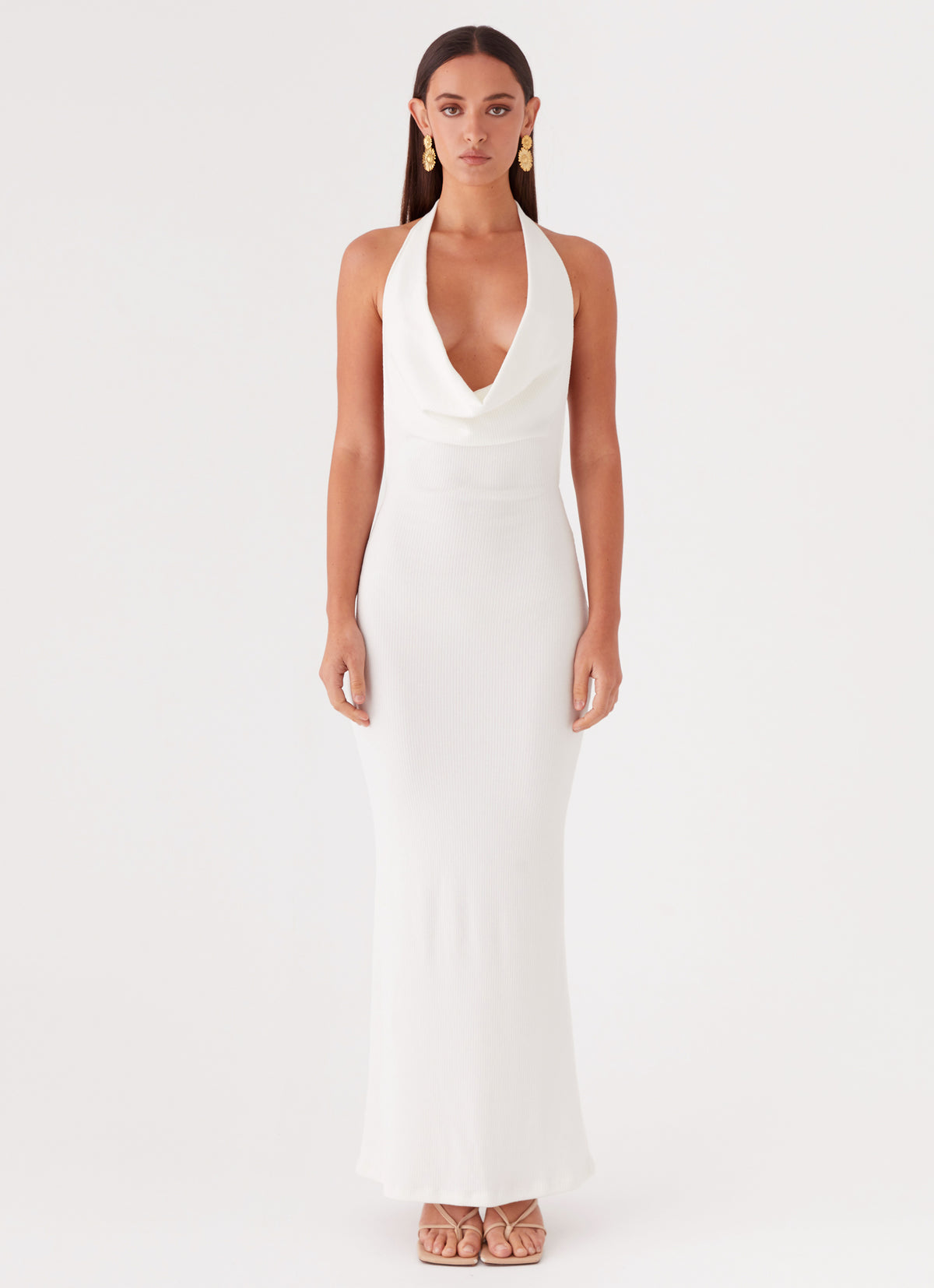 Womens Anella Maxi Dress in the colour White in front of a light grey background
