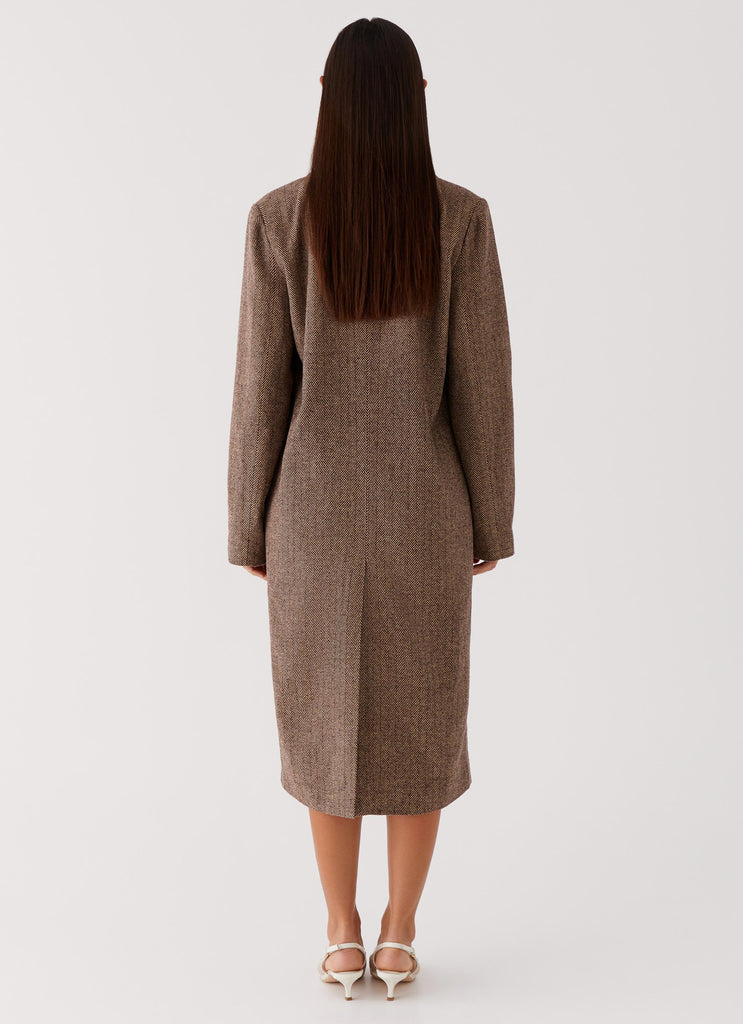 Since Way Back Longline Coat - Brown Peppermayo US Since Way Back Longline Coat - Brown Peppermayo US