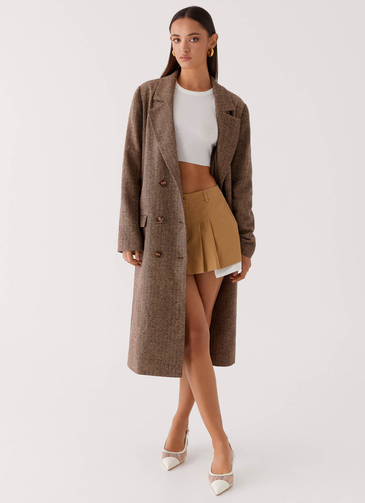Since Way Back Longline Coat - Brown Peppermayo US Since Way Back Longline Coat - Brown Peppermayo US
