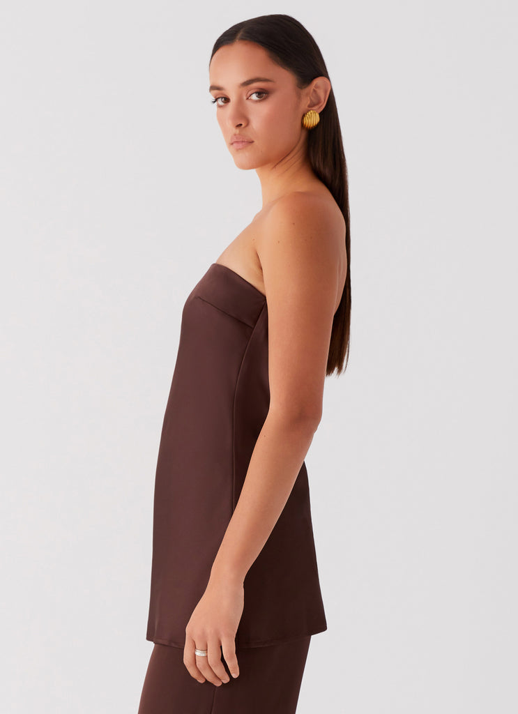 Zoey Satin Tube Top - Chocolate Peppermayo US Zoey Satin Tube Top - Chocolate Peppermayo US