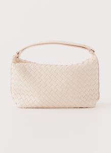 Womens Nunez Shoulder Bag in the colour Ivory in front of a light grey background