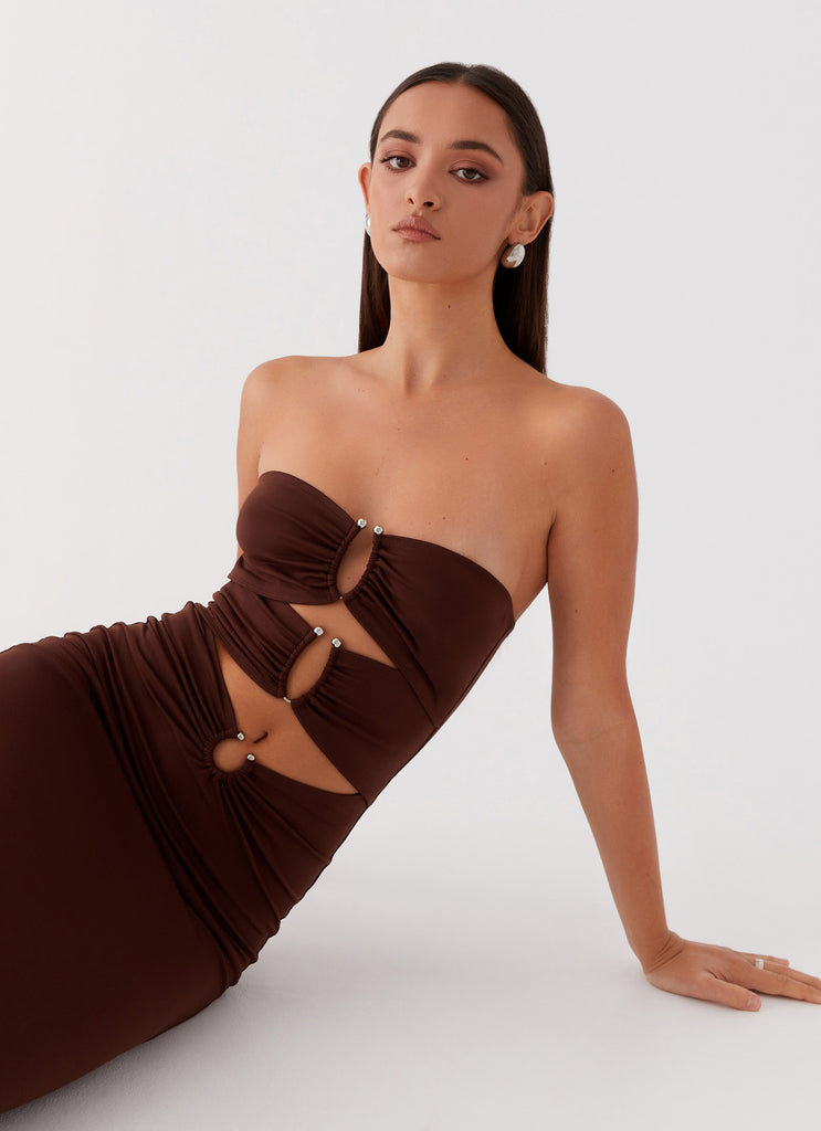 Natasha Strapless Maxi Dress - Chocolate
