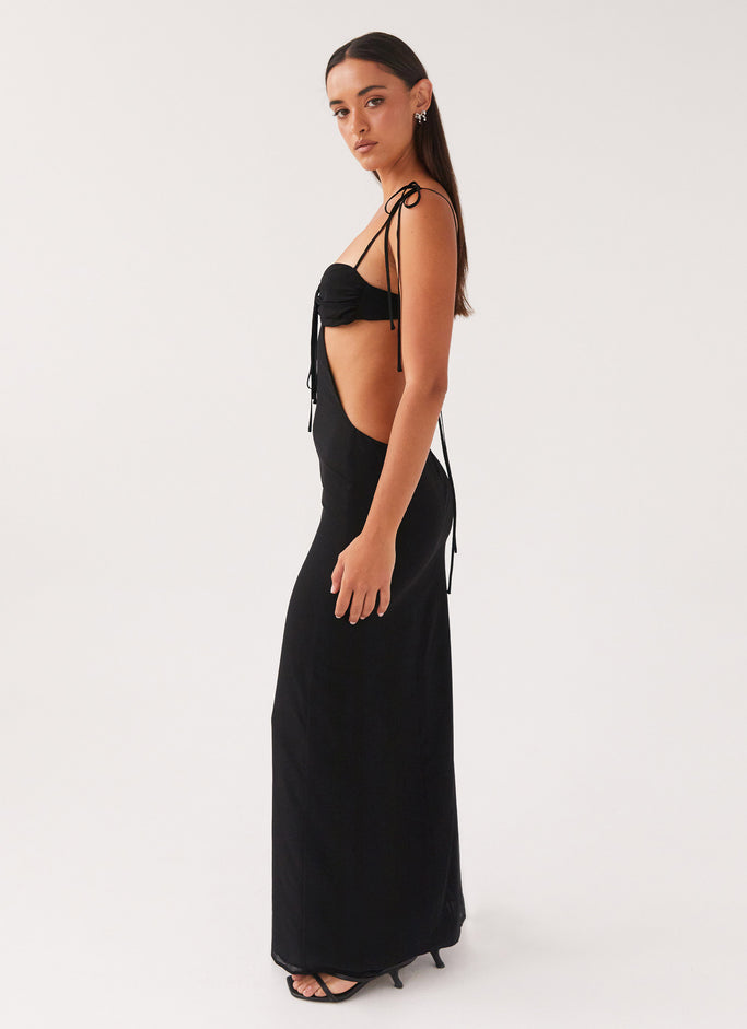 Tyra Ruched Maxi Dress - Black