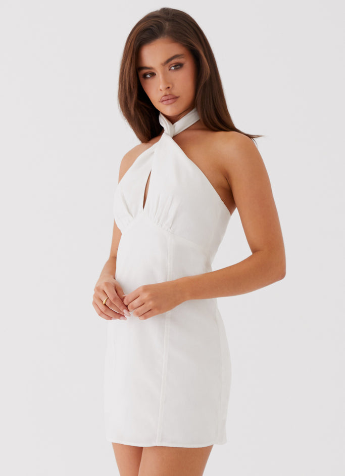 Sabine Linen Mini Dress - White