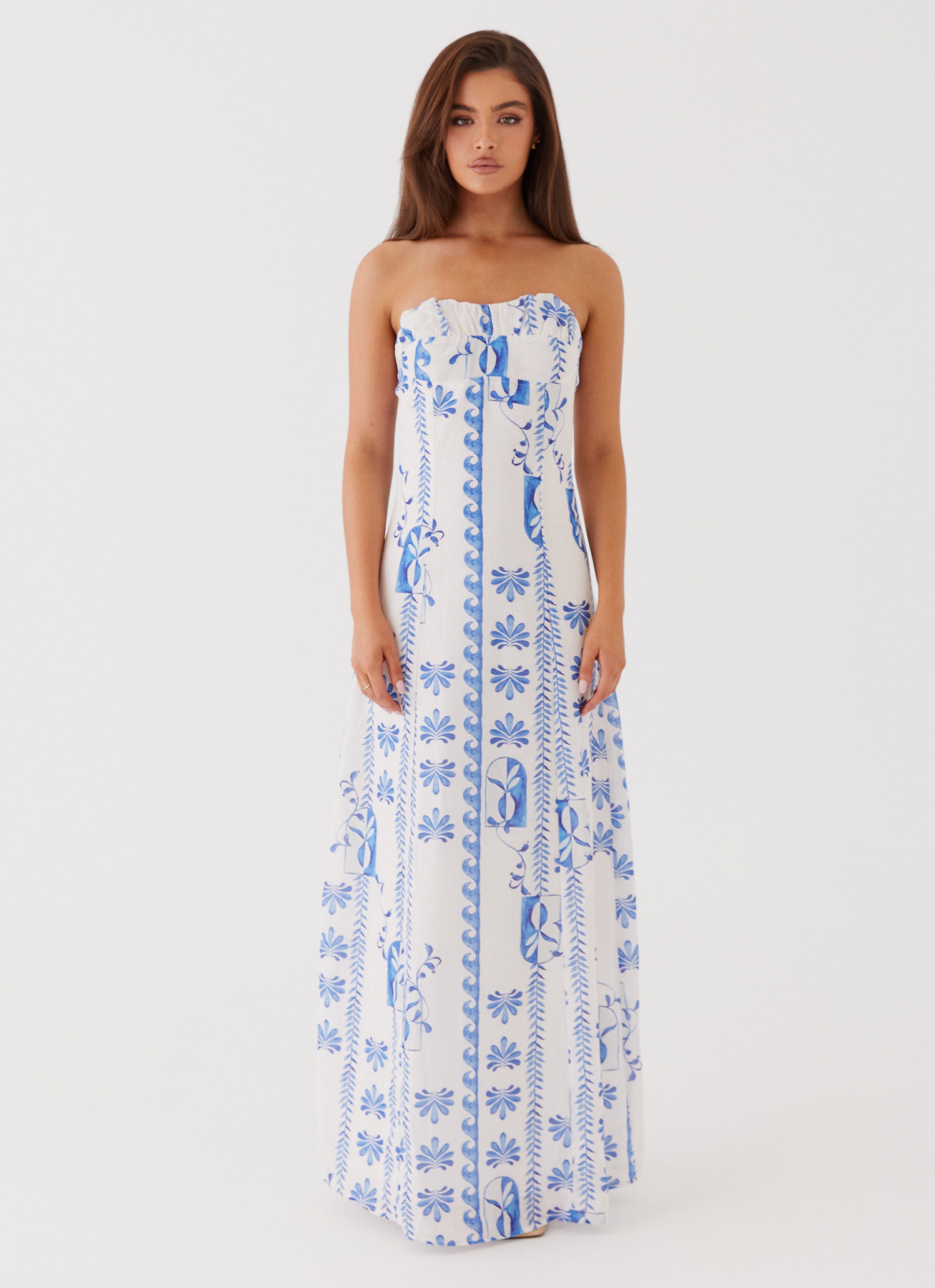 Tayla Linen Maxi Dress - Floral Wave – Peppermayo US