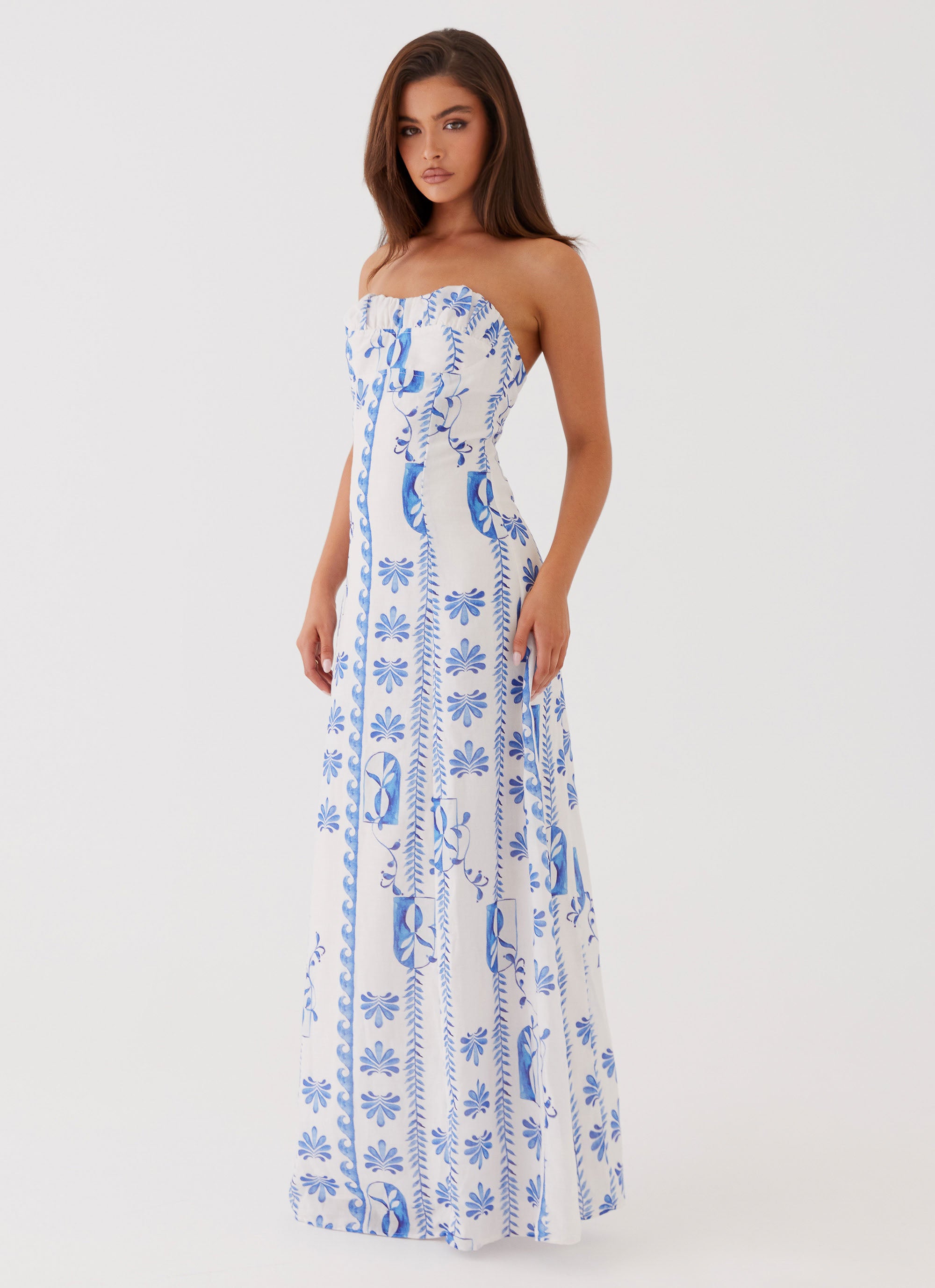 Tayla Linen Maxi Dress - Floral Wave – Peppermayo US