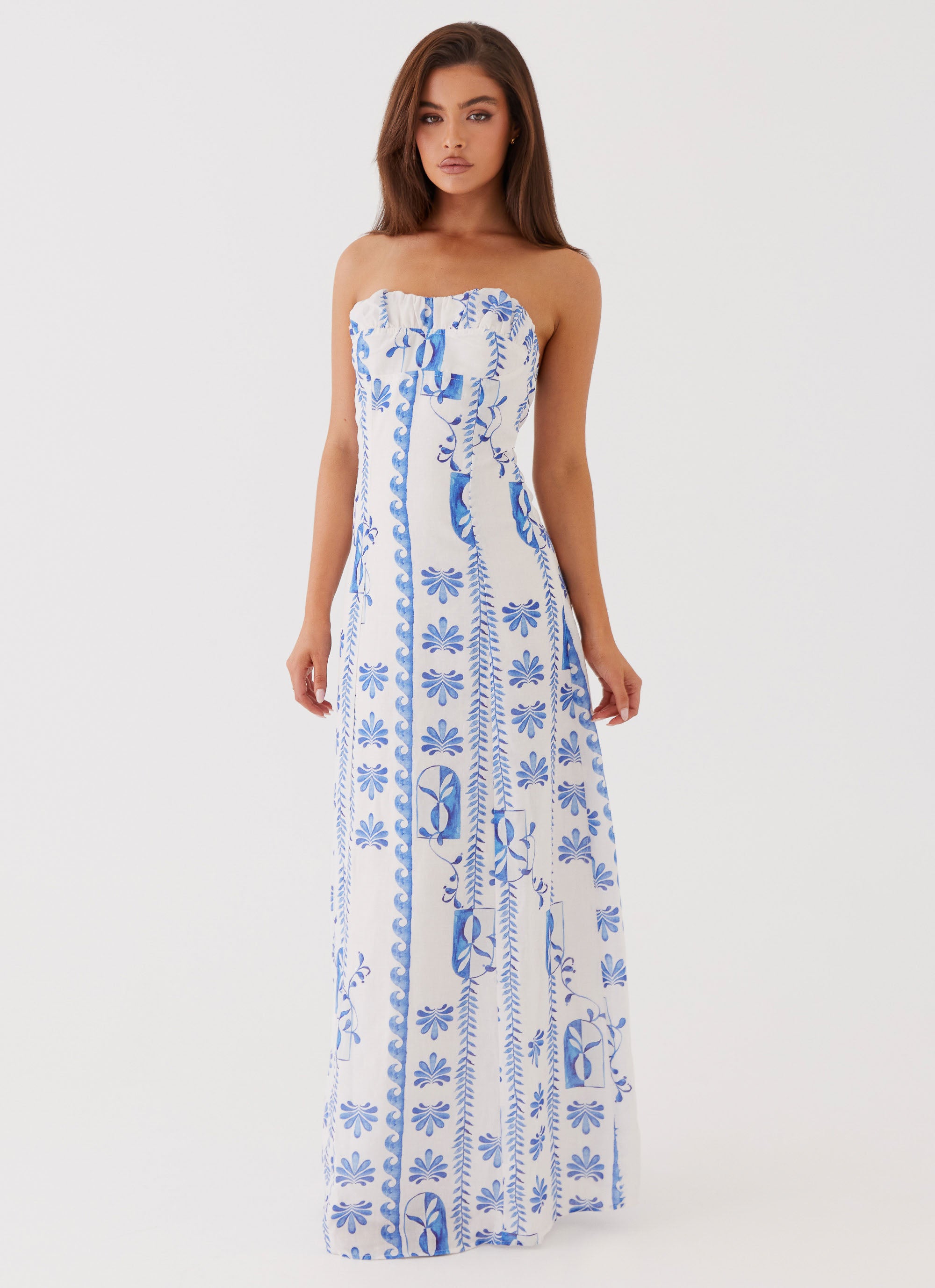Tayla Linen Maxi Dress - Floral Wave – Peppermayo US