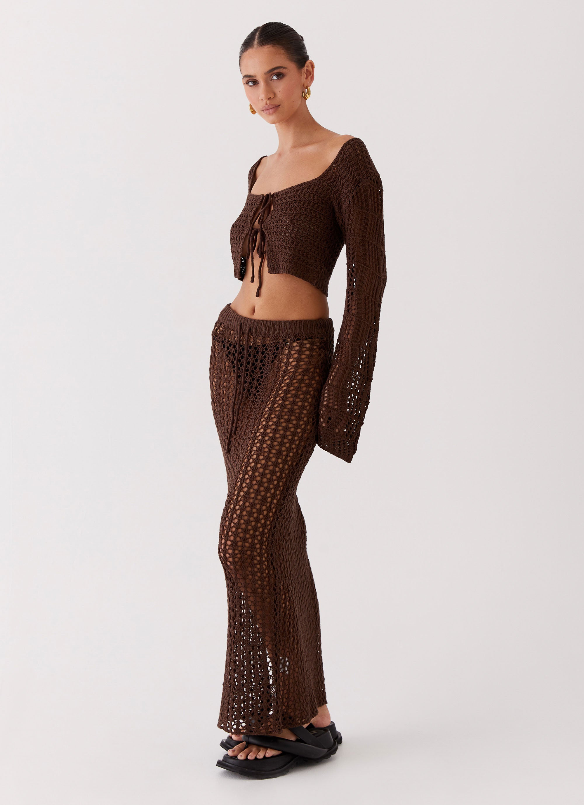 Rosalina Crochet Long Sleeve Top - Chocolate – Peppermayo US