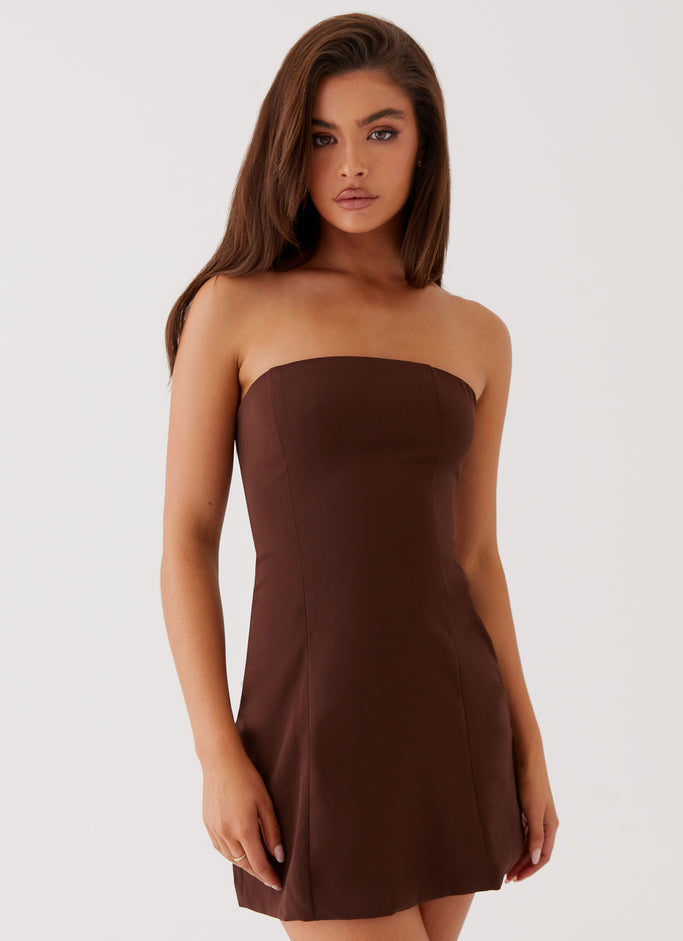 Ayanna Strapless Mini Dress - Chocolate