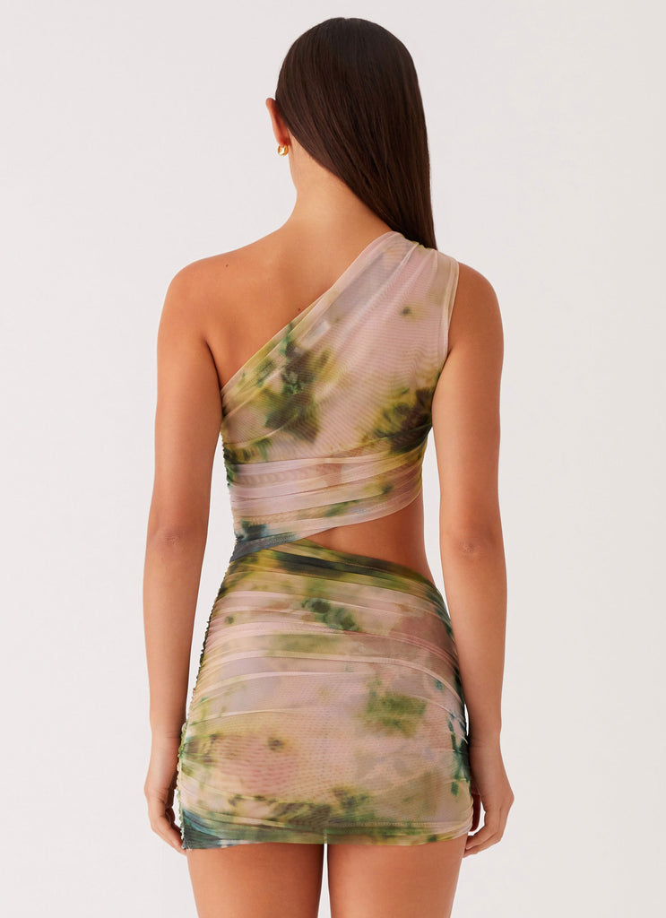 Womens Addie Mini Dress in the colour Rainforest in front of a light grey background