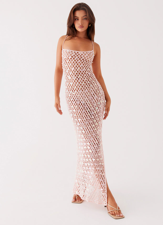 Calabria Crochet Maxi Dress - Pink