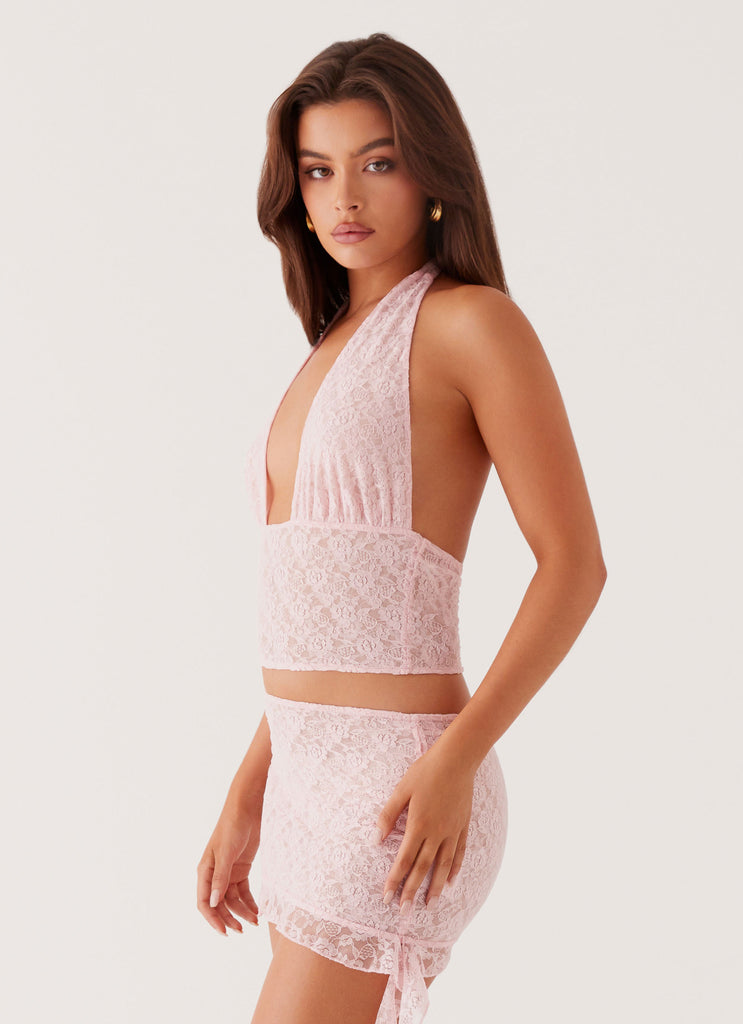 Dance Again Lace Crop Top - Baby Pink