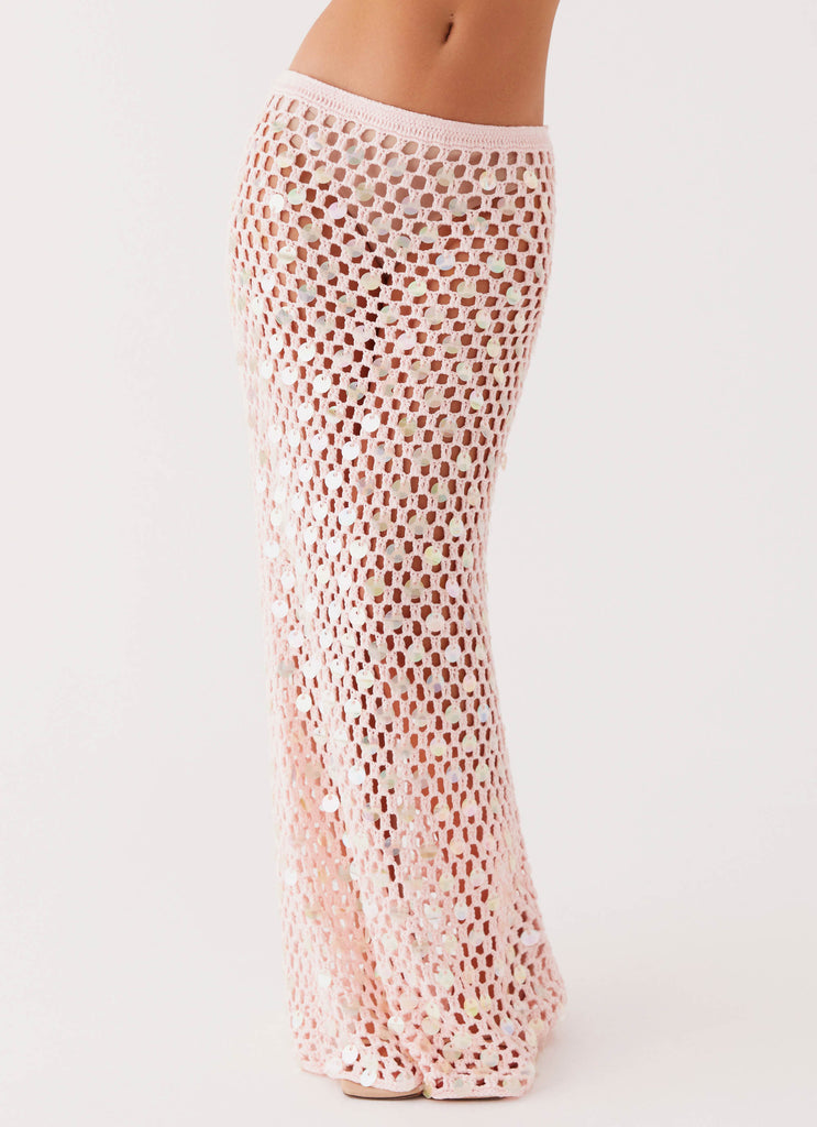 Evissa Crochet Maxi Skirt - Pink