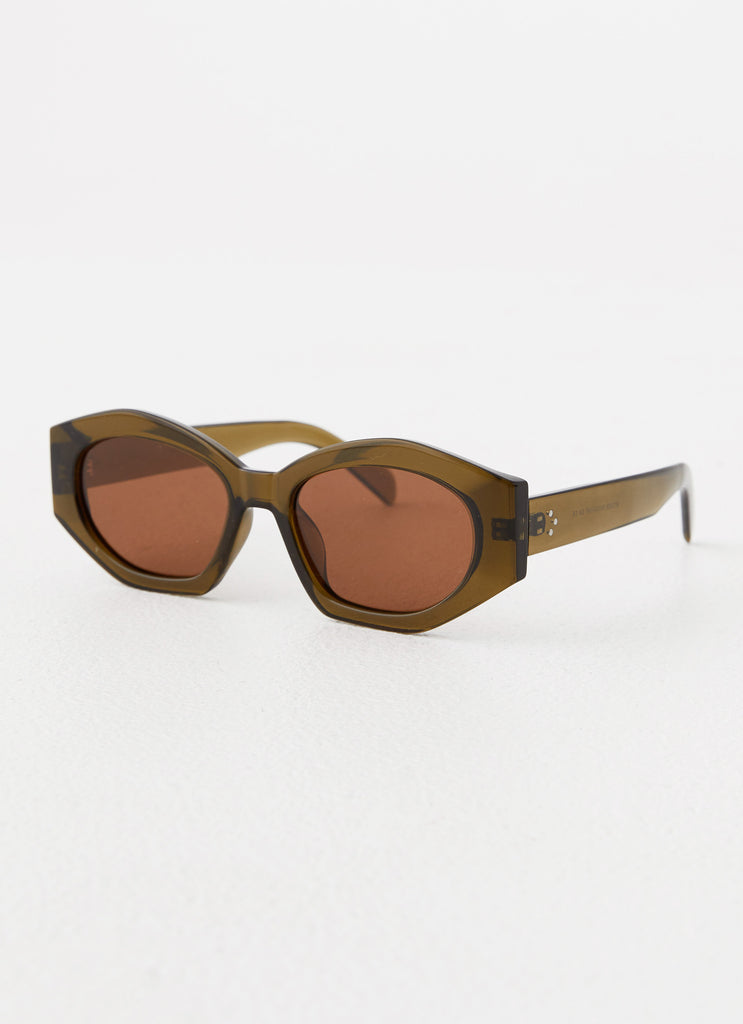 Womens Patsy Sunglasses in the colour Green in front of a light grey background