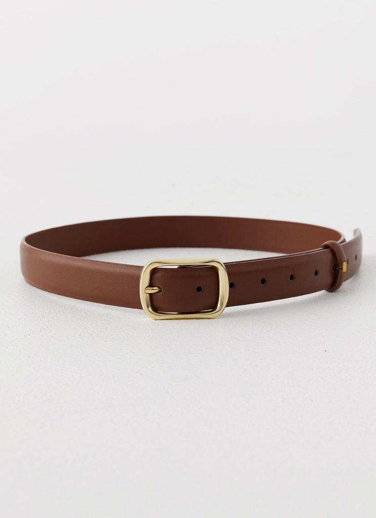 Womens Alessi Belt in the colour Brown in front of a light grey background