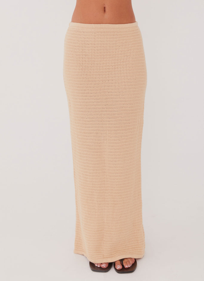 Emaline Knit Maxi Skirt - Beige