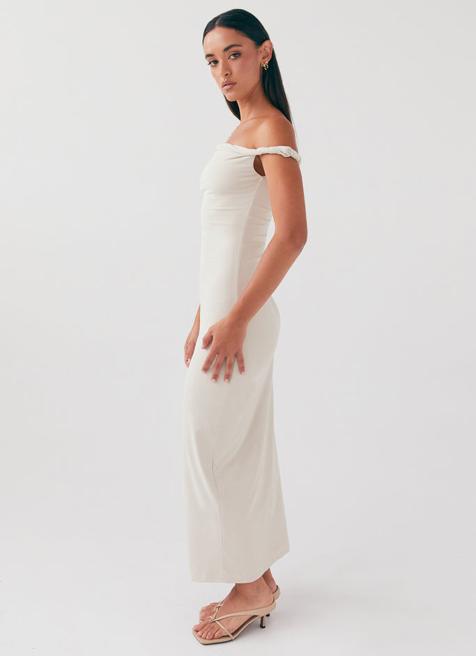 Arabella Twist Shoulder Maxi Dress - Beige