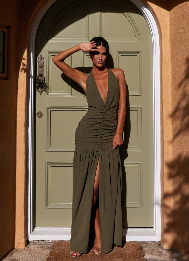 Khaki maxi dress on sale