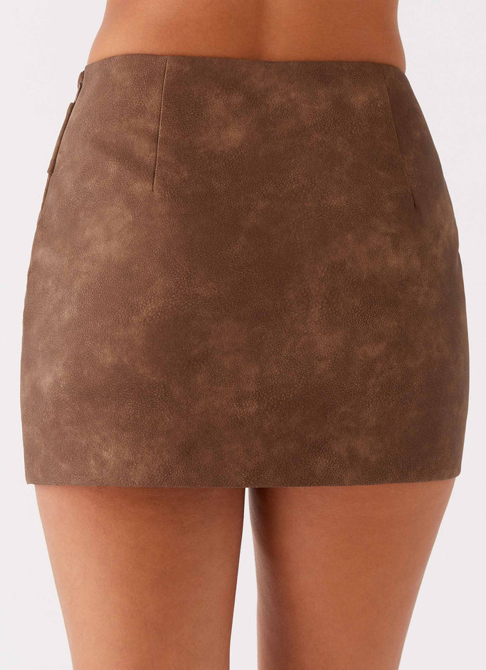 West District PU Mini Skirt - Brown