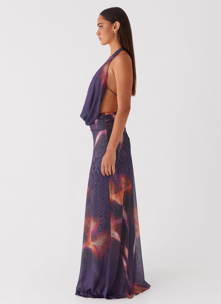 Elysia Mesh Maxi Dress - Midnight Bloom Peppermayo US Elysia Mesh Maxi Dress - Midnight Bloom Peppermayo US
