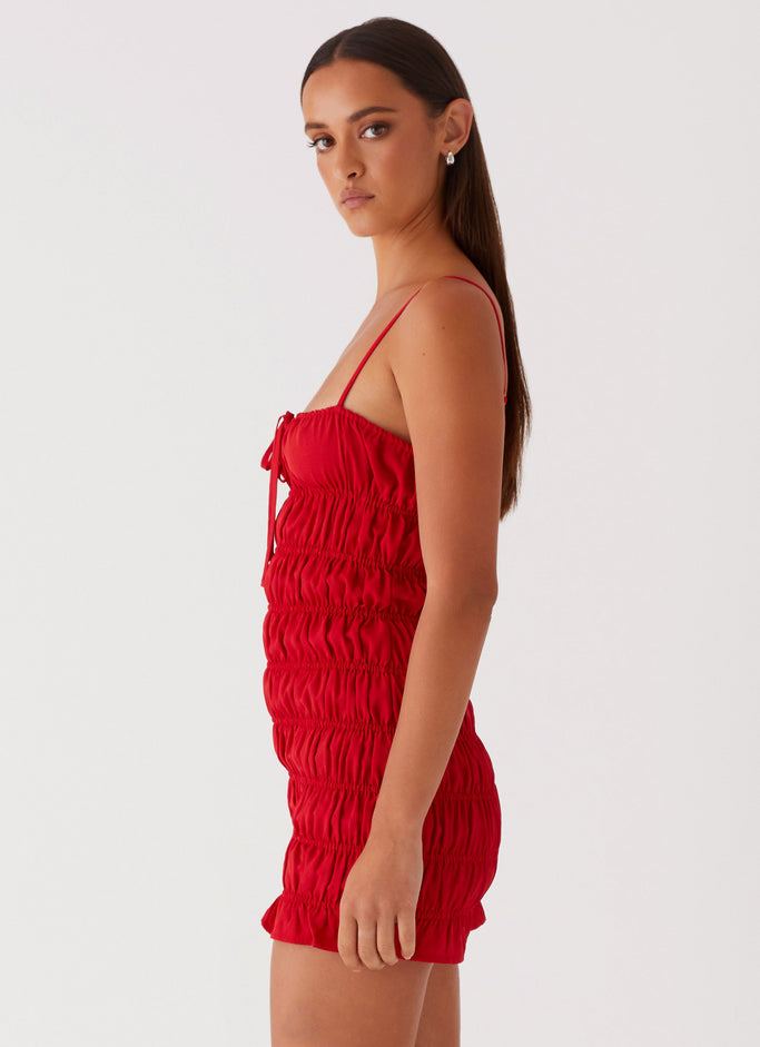 Part Timer Ruched Mini Dress - Red