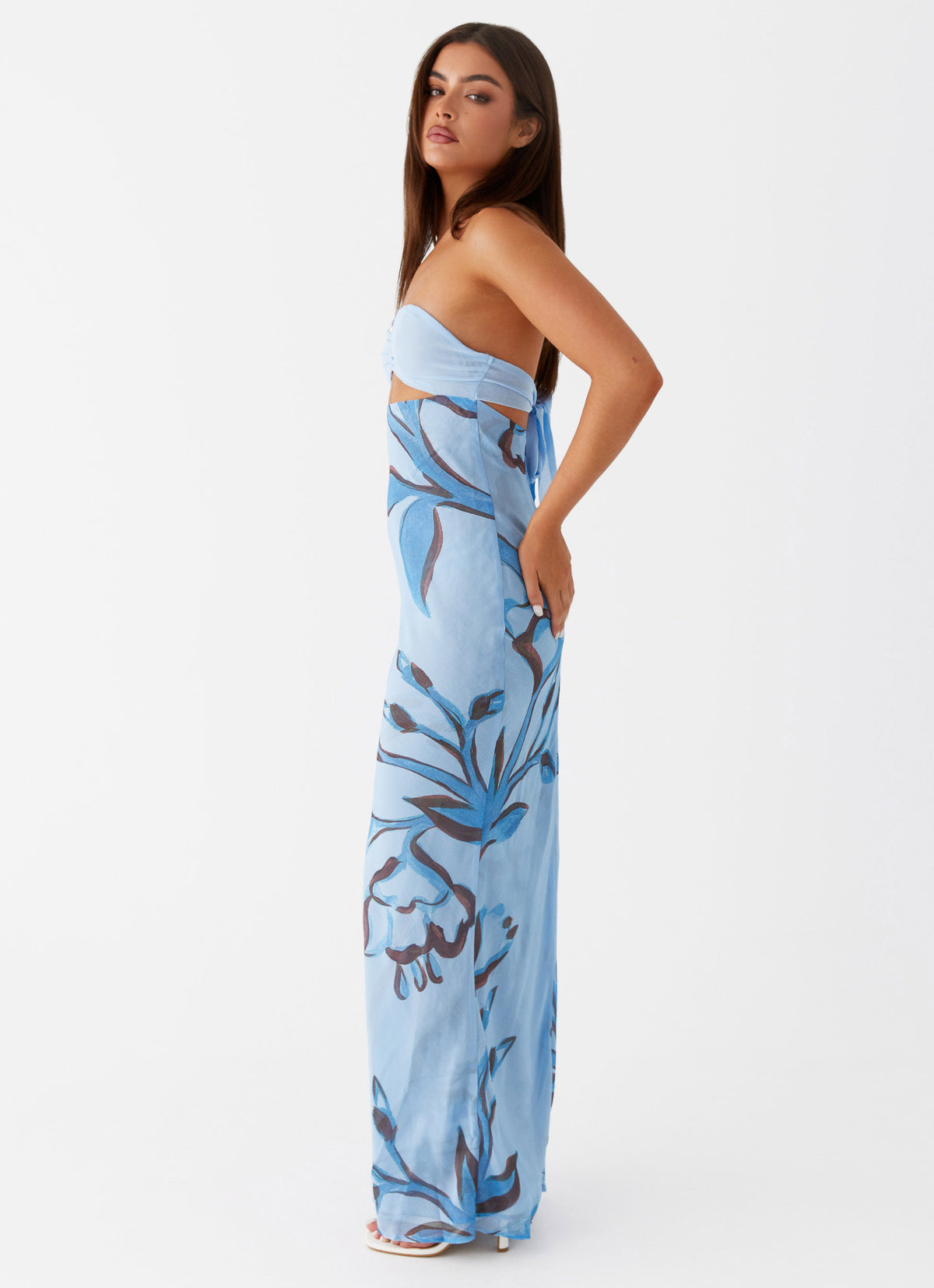 tropical blue dress Bow Tie Cupshe Summer Ease Tropical Maxi