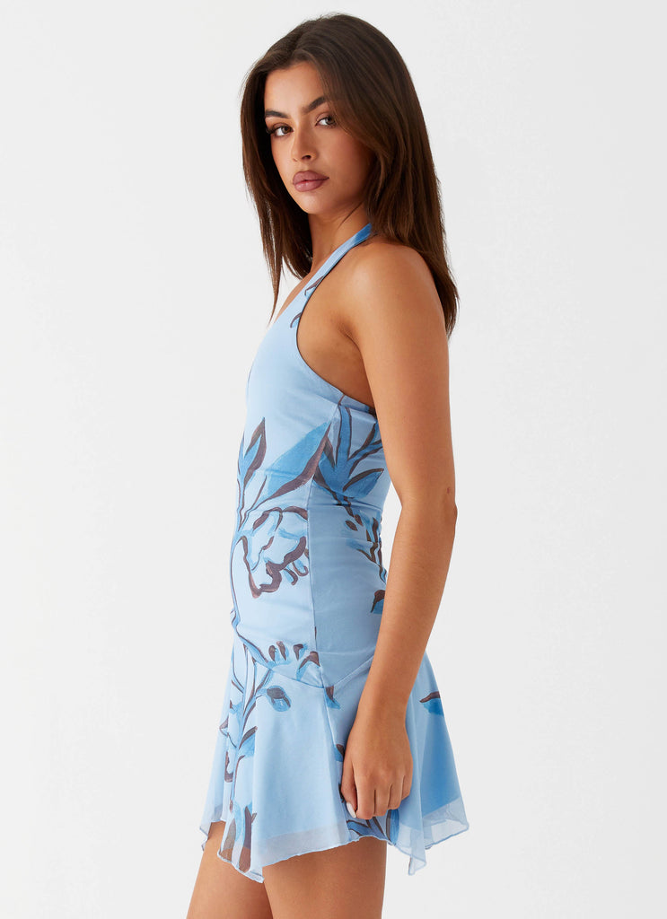 Iris Bloom Mini Dress - Blue Floral Peppermayo US Iris Bloom Mini Dress - Blue Floral Peppermayo US