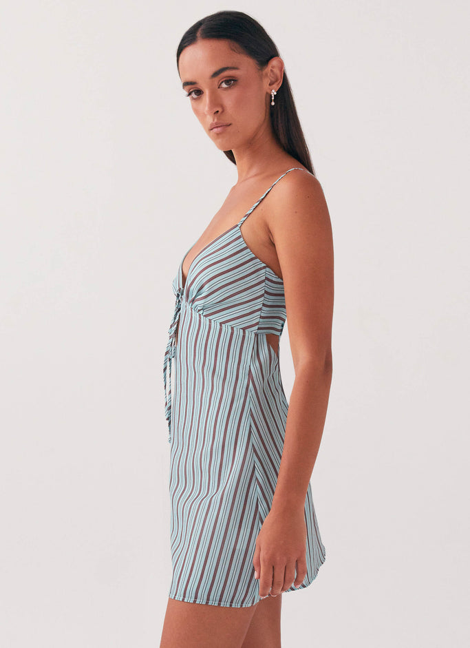 Flora Linen Mini Dress - Coastal Stripe