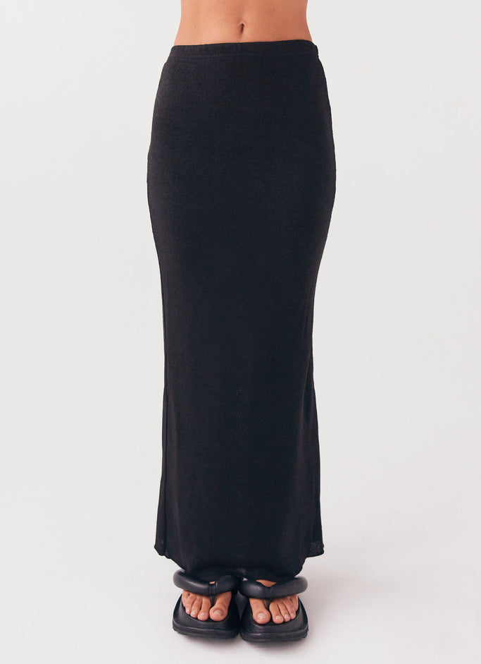 Delicate Lady Knit Maxi Skirt - Black