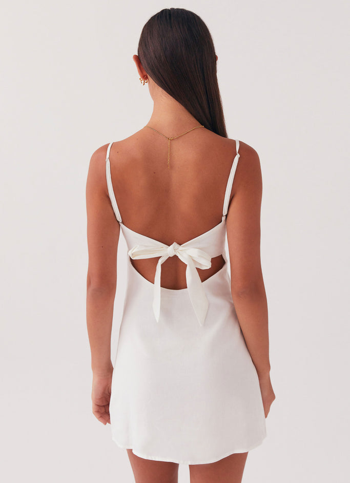 Flora Linen Mini Dress - White