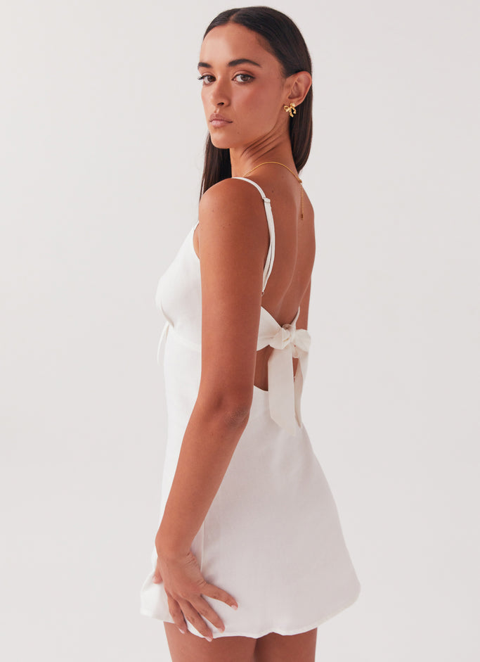 Flora Linen Mini Dress - White